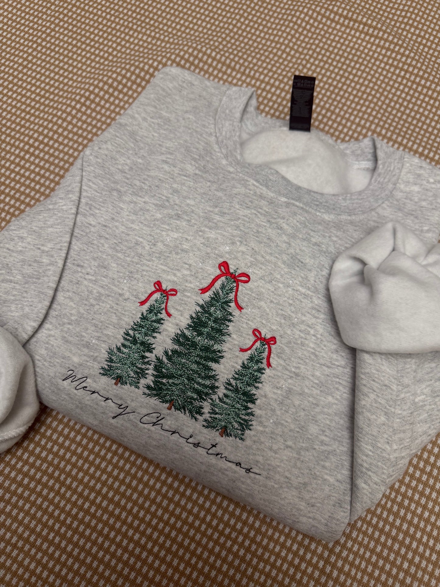Merry Christmas trees embroidered sweatshirt