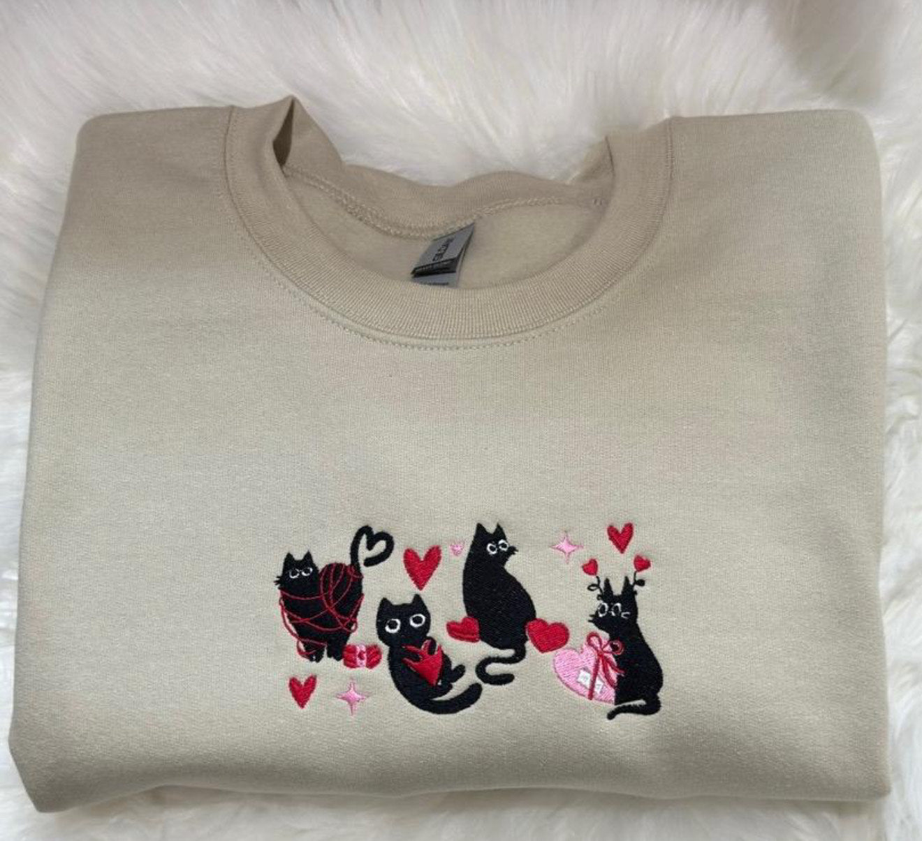 Valentines Day Black Cats embroidered sweatshirt, Valentines Day cat sweatshirt