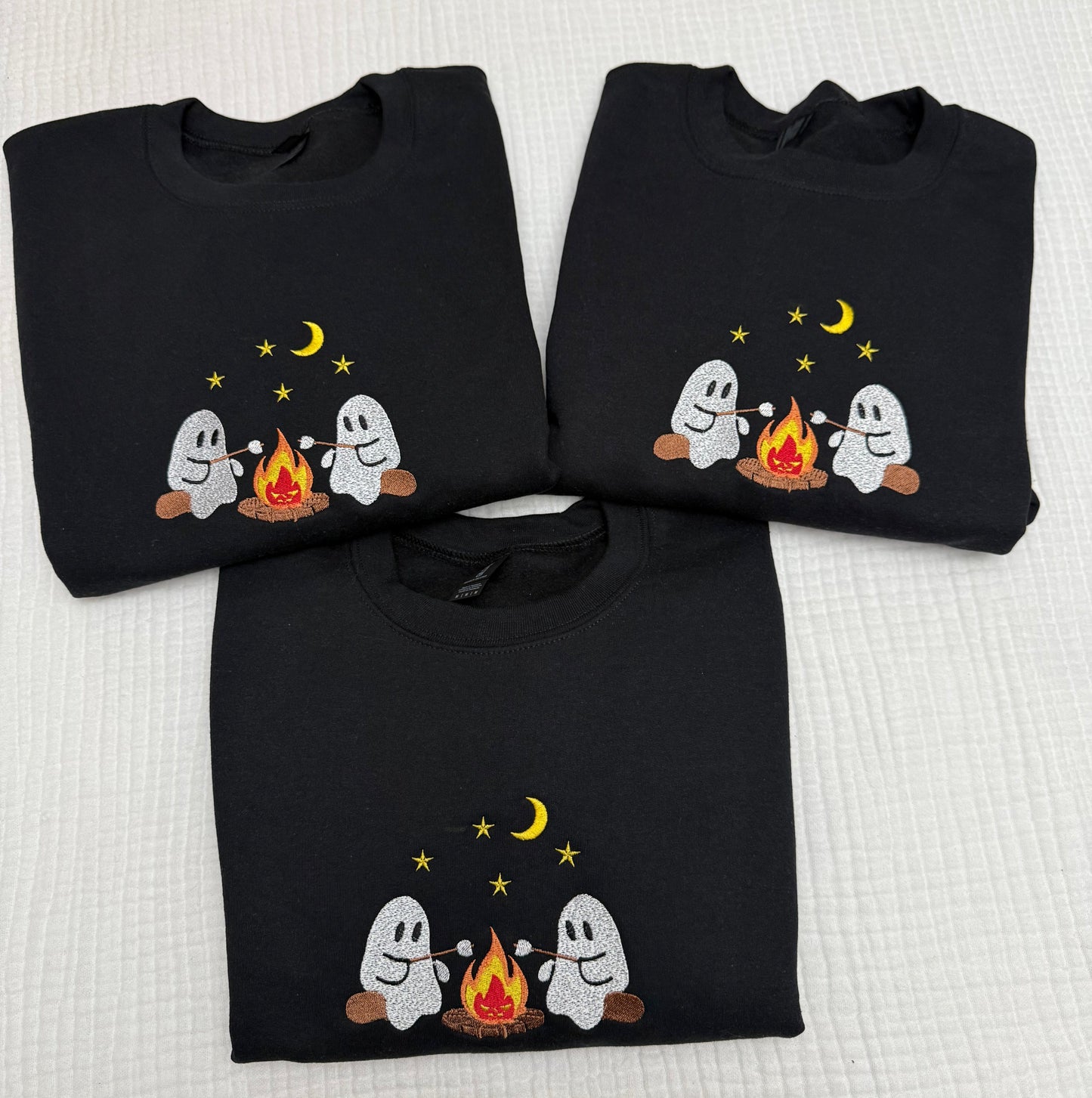 Camping ghosts embroidered gildan Halloween sweatshirt / halloween embroidered sweatshirt/ spooky season sweatshirt crewneck (Copy)