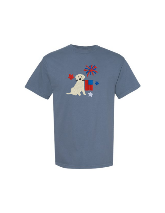 USA Yellow lab embroidered comfort colors shirt