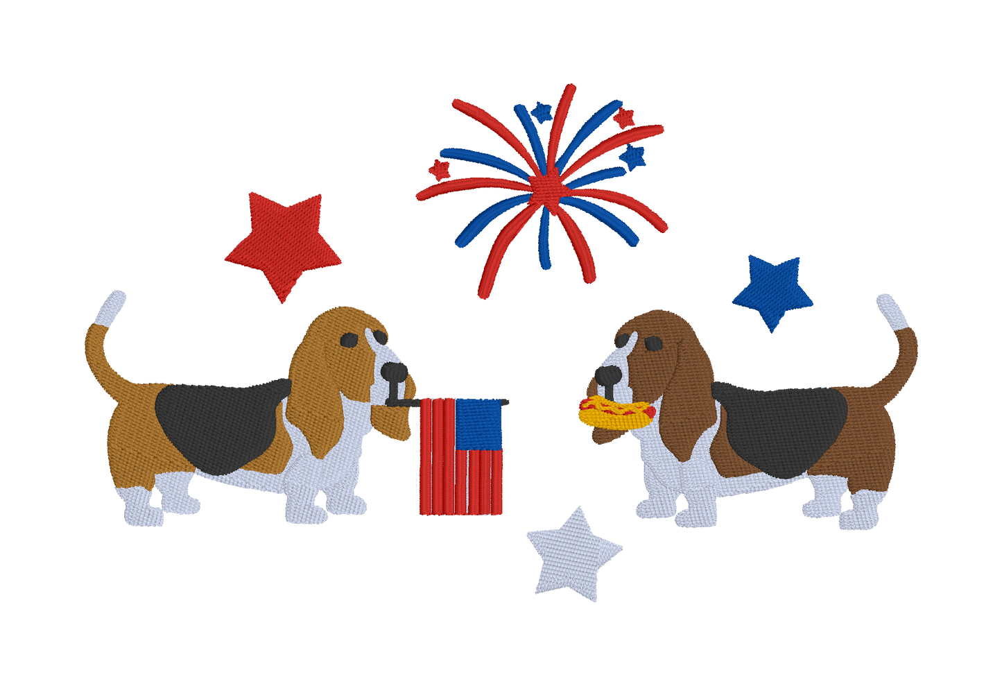 1 Brown Basset hound 1 Dark brown basset hound Fourth of July embroidered Comfort Colors t-shirt, Fourth of july embroidered shirt, Comfort colors shirt, Comfort Colors fourth of july shirt