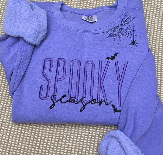 Comfort colors spooky season embroidered sweatshirt