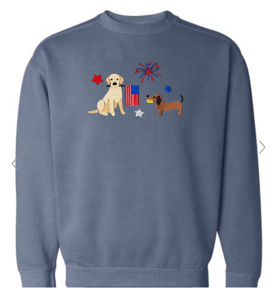 USA doggies embroidered ComfortColors sweatshirt