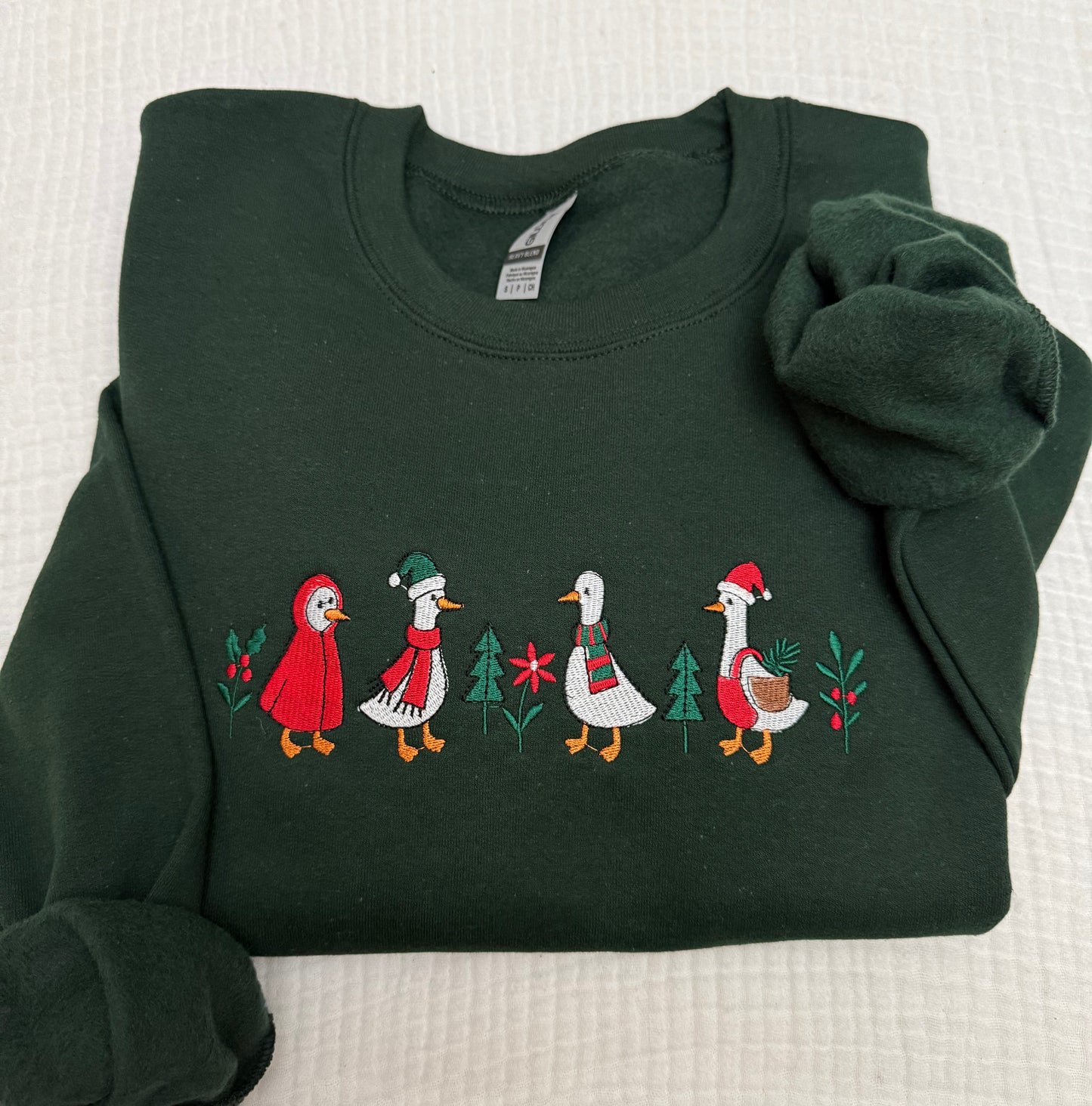 Christmas Goose embroidered sweatshirt, Christmas sweatshirt
