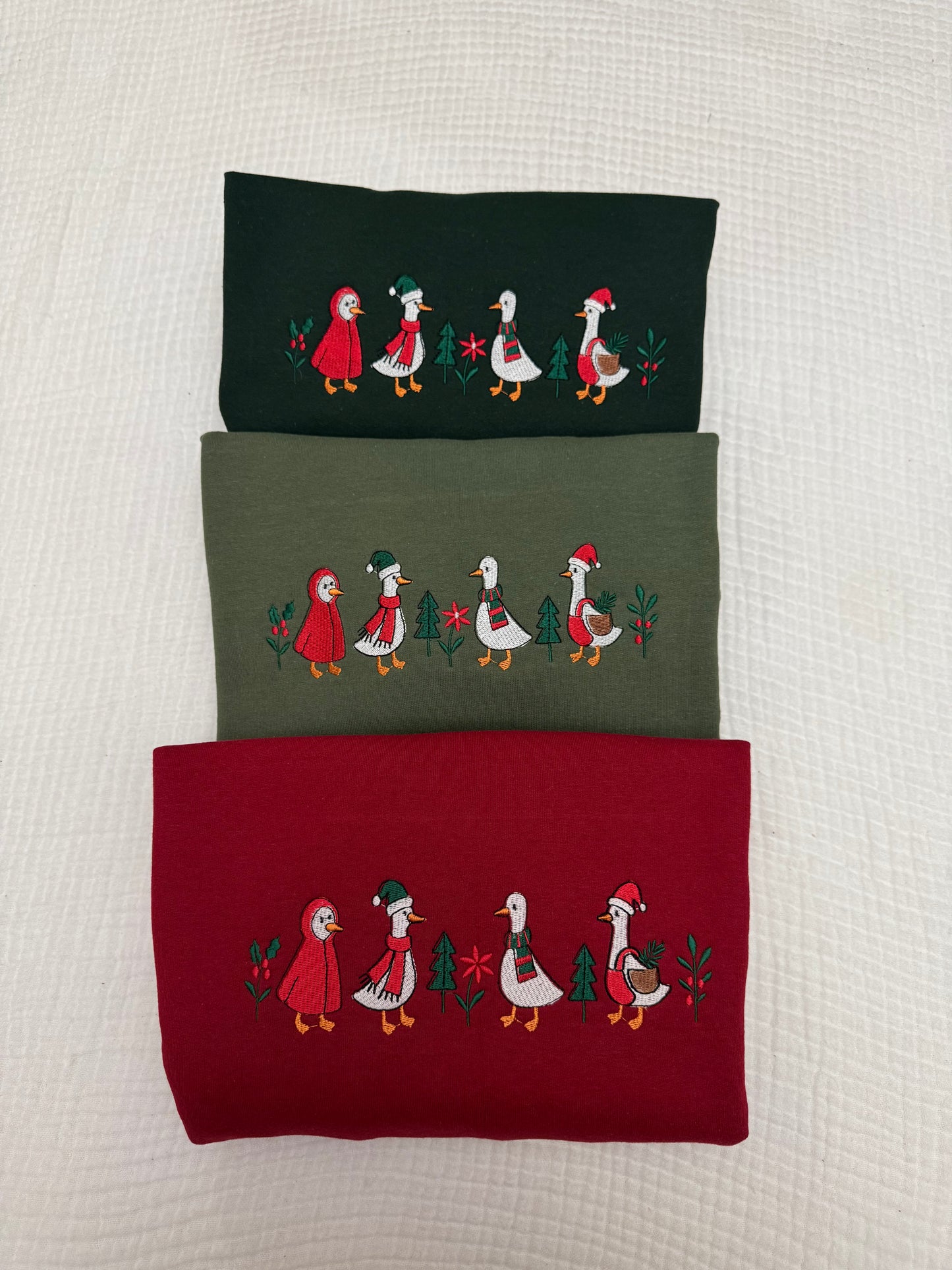 Christmas Goose embroidered sweatshirt, Christmas sweatshirt