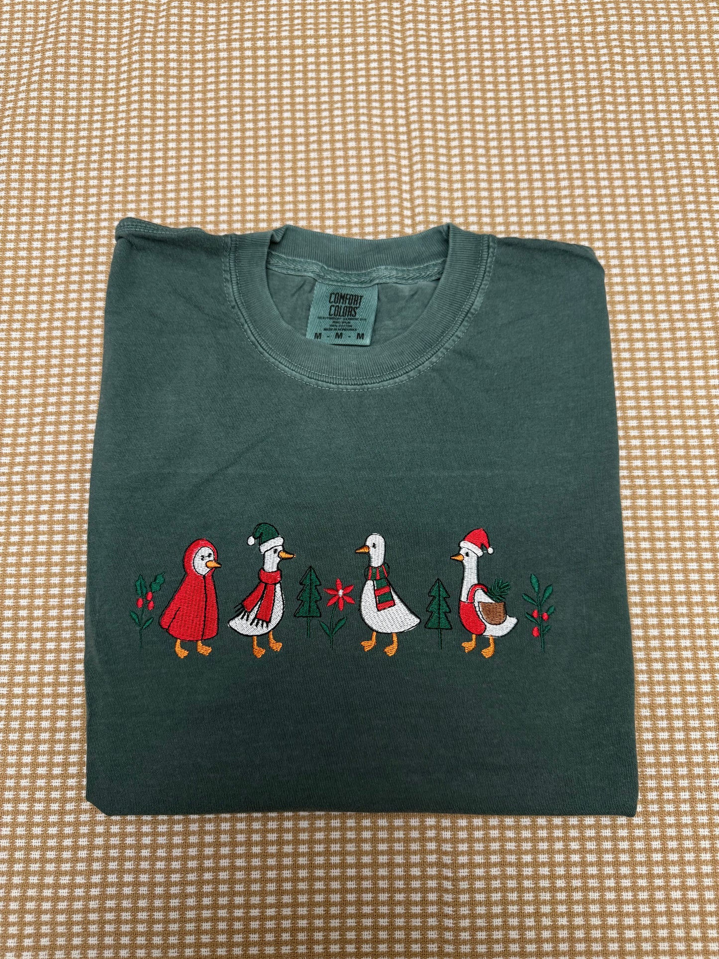 Christmas Goose embroidered holiday goose / Christmas comfort colors tee