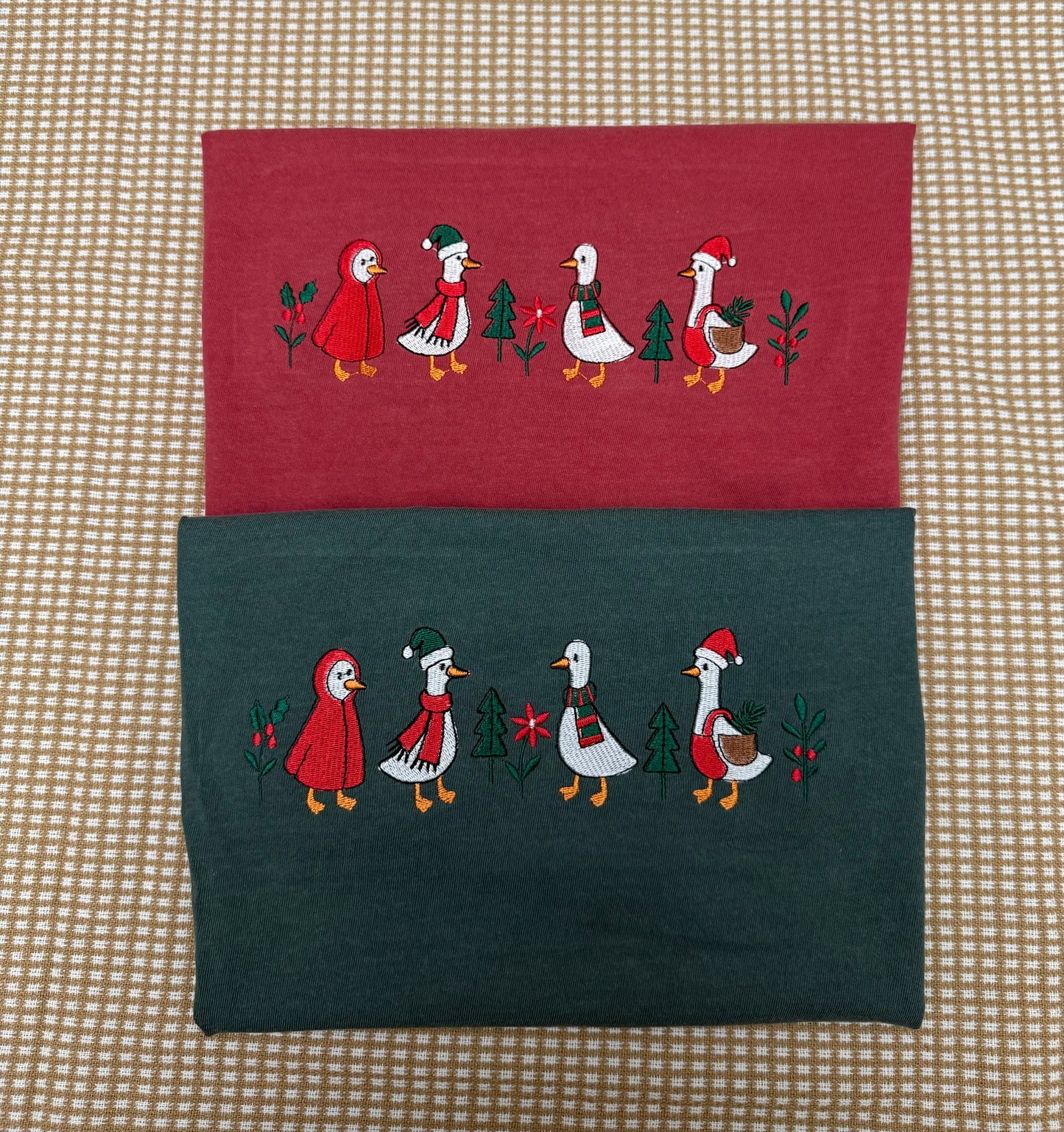 Christmas Goose embroidered holiday goose / Christmas comfort colors tee