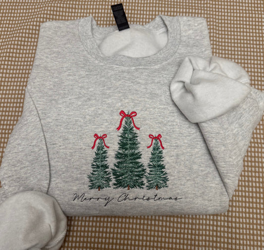 Merry Christmas trees embroidered sweatshirt