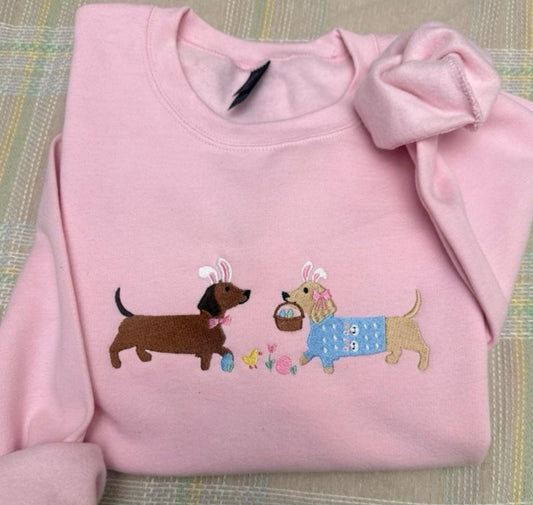 Dachshunds Easter embroidered sweatshirt