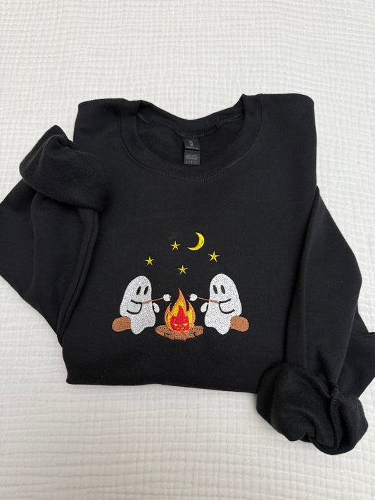 Camping ghosts embroidered gildan Halloween sweatshirt / halloween embroidered sweatshirt/ spooky season sweatshirt crewneck (Copy)