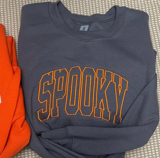 Spooky words minimalist spooky season embroidered sweatshirt