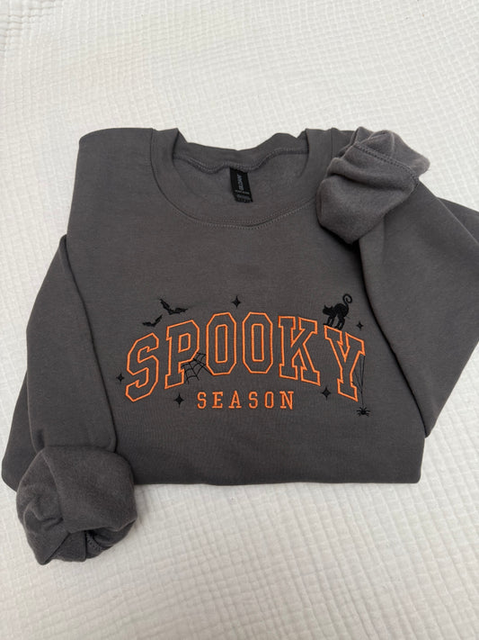 Spooky season embroidered Halloween sweatshirt / halloween embroidered sweatshirt/ spooky season sweatshirt crewneck