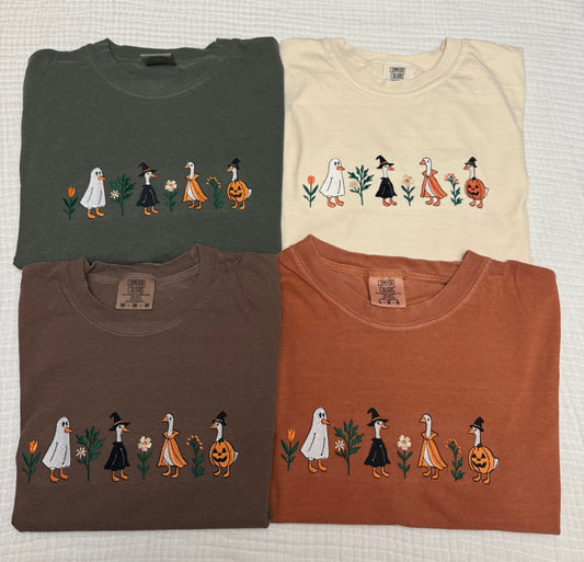 Spooky Goose embroidered Halloween goose spooky season comfort colors tee