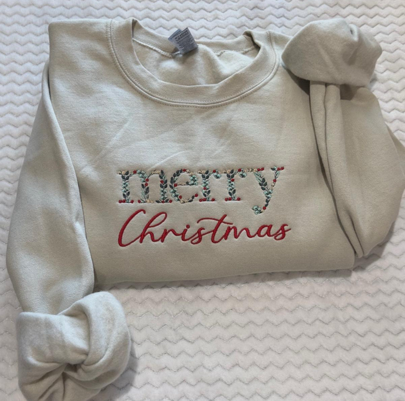 FLORAL Merry Christmas embroidered holiday sweatshirt