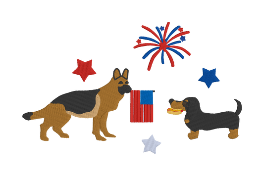 USA German Shepherd & Black/tan weenie dog embroidered comfort colors tee