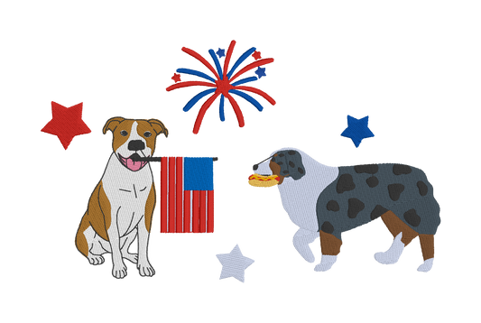 Brown and white pitbull and Australian Shepherd USA doggie USA Fourth of July embroidered Comfort Colors t-shirt, Fourth of july embroidered shirt, Comfort colors shirt, Comfort Colors fourth of july shirt (Copy) (Copy) (Copy) (Copy)