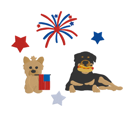 Yorkie and Rottweiler Fourth of July embroidered Comfort Colors t-shirt, Fourth of july embroidered shirt, Comfort colors shirt, Comfort Colors fourth of july shirt (Copy)