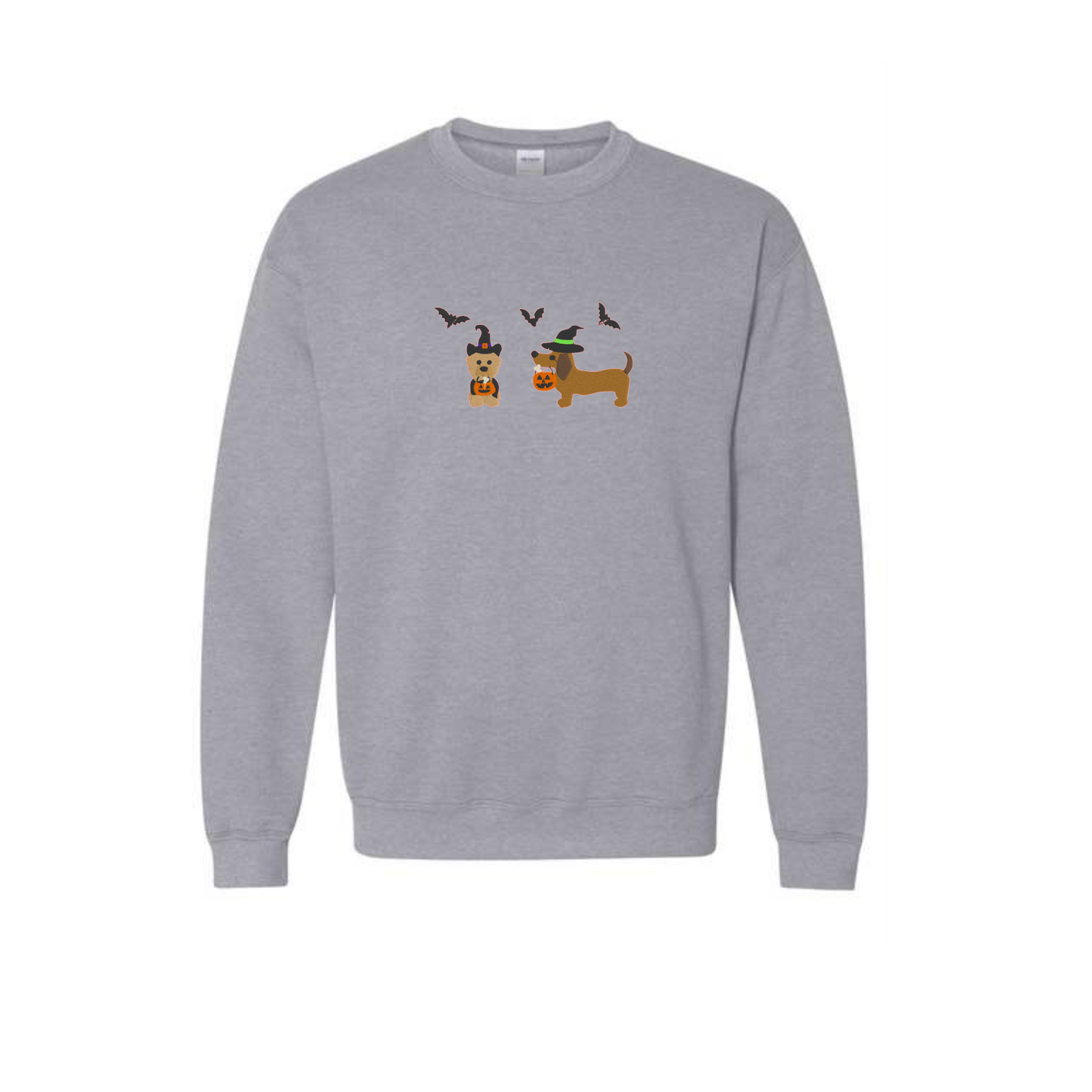 Halloween yorkie and wiener dog embroidered sweatshirt